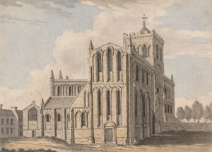 Północno-zachodni widok Castle Church, Hexham, Northumberland autorstwa Capt. Francis Grose
