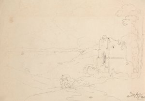 Ruiny kościoła Walton, Clevedon, 6 września 1845 r autorstwa Capt. Thomas Hastings