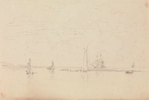 Szkic łodzi żaglowych w porcie autorstwa Capt. Thomas Hastings