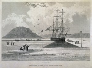 Wypłynięcie łodzi z Hecla Cove, 21 czerwca 1827 r., z Dziennika trzeciej podróży w celu odkrycia północno-zachodniego przejścia z Atlantyku na Pacyfik, odbytej w latach 1824-25 na statku H.M.s autorstwa Captain George Francis Lyon