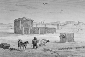 Dom Eskimaux, zbudowany z lodu, Igloolik, 1822, z „Dziennika drugiej podróży w celu odkrycia przejścia północno-zachodniego z Atlantyku na Pacyfik, wykonanego w latach 1821-22-23”, autorstwa Williama autorstwa Captain George Francis Lyon