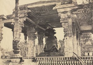 Wielka Pagoda, Wielki Byk, Widok z przodu, Tanjore, Indie Świątynia Rajarajesvara, 1857.