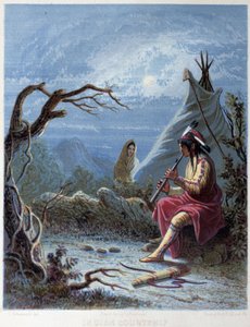 Indianin grający na flecie dobrodziejstwem – w „Irys: podświetlana pamiątka za 1802”, rys. kpt. Eastman, wyd. Hart, Filadelfia autorstwa Captain Seth (after) Eastman