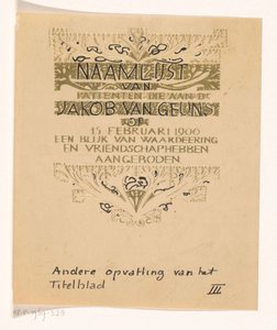 Huldeblijk an Jacob van Geuns autorstwa Carel Adolph Lion Cachet