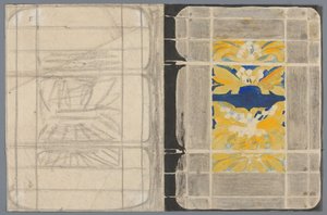 Entwurf für einen Buchumschlag mit Blumenmotiv autorstwa Carel Adolph Lion Cachet