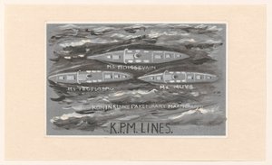 Projekt winiety Koninklijke Paketvaart Maatschappij, K.P.M. linie autorstwa Carel Adolph Lion Cachet