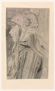 Portret dziewczyny w tradycyjnym stroju Marken autorstwa Carel Adolph Lion Cachet