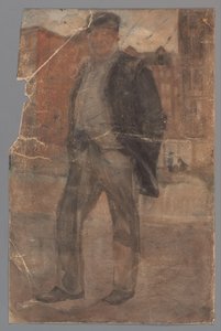 Stojący mężczyzna w sztywnej czapce autorstwa Carel Adolph Lion Cachet