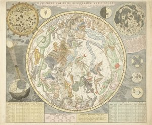 Półkula południowa, z Atlas Coelestis, wyd. 1706 (ręcznie kolorowane grawerowanie)