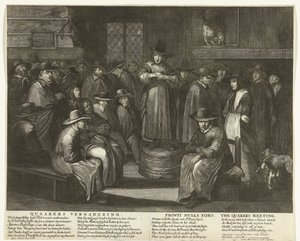 Karykatura angielskich kwakrów, ok. 1656 Spotkanie kwakrów / Fronti Nulla Fides / Spotkanie kwakrów (tytuł na obiekcie)
