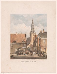Brugstraat i kościół Der Aa w Groningen Brugstraat i Akerk (tytuł na obiekcie) autorstwa Carel Christiaan Antony Last