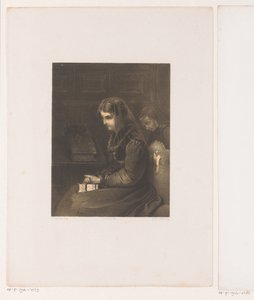 Kobieta w welonie z Biblią na kolanach autorstwa Carel Christiaan Antony Last