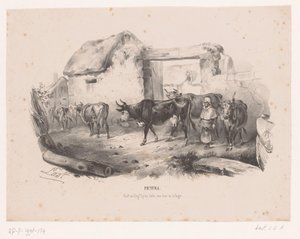 Stado krów z pasterzem Pictura (tytuł serii na obiekcie) autorstwa Carel Christiaan Antony Last