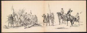 Maskarada studentów z Leiden, 1850 (tabl. 12) Intogt Frederika Hendrika w Hertogenbosch w 1629 r.: przedstawienie w kostiumie H.H. uczniowie Leydsche Hoogeschool den XI Junij z roku 1850 (tytuł serii na obiekcie) autorstwa Carel Christiaan Antony Last