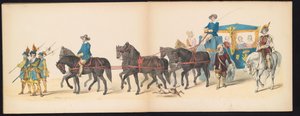 Maskarada uczniów Leiden, 1850 (tablica 8) Intogt Frederika Hendrika w Hertogenbosch w 1629 r.: przedstawienie w kostiumie autorstwa H.H. uczniowie Leydsche Hoogeschool den XI Junij z roku 1850 (tytuł serii na obiekcie) autorstwa Carel Christiaan Antony Last