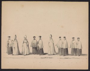 Maskarada Studentów Utrechtu, 1846 (tablica 11) Przedstawienie procesji w kostiumach, przedstawiającej procesję Filipa II, księcia Hiszpanii, w Utrechcie 3 października 1549 r., która odbyła się 17 czerwca 1846 r. przez H.H. Studenci Utrechtsche autorstwa Carel Christiaan Antony Last
