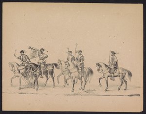 Maskarada Studentów Utrechtu, 1846 (tablica 13) Przedstawienie procesji w kostiumach, przedstawiającej procesję Filipa II, księcia Hiszpanii, w Utrechcie 3 października 1549 r., która odbyła się 17 czerwca 1846 r. przez H.H. Studenci Utrechtsche autorstwa Carel Christiaan Antony Last