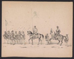 Maskarada studentów z Utrechtu, 1846 (tabl. 2) Przedstawienie procesji w kostiumach, przedstawiającej procesję Filipa II, księcia Hiszpanii, w Utrechcie 3 października 1549 r., która odbyła się 17 czerwca 1846 r. przez H.H. Studenci Utrechtsche autorstwa Carel Christiaan Antony Last