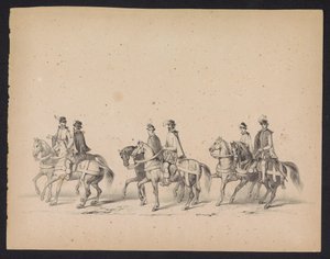 Maskarada Studentów Utrechtu, 1846 (tablica 5) Przedstawienie procesji w kostiumach, przedstawiającej procesję Filipa II, księcia Hiszpanii, w Utrechcie 3 października 1549 r., która odbyła się 17 czerwca 1846 r. przez H.H. Studenci Utrechtsche autorstwa Carel Christiaan Antony Last