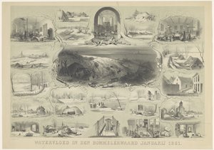 Powódź w den Bommelerwaard styczeń 1861 (tytuł na obiekcie) autorstwa Carel Christiaan Antony Last