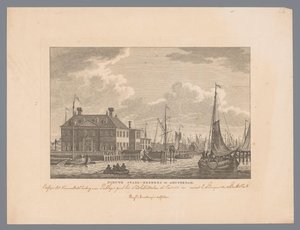 Widok na Nieuwe Stadsherberg na IJ w Amsterdamie Nowa karczma miejska w Amsterdamie (tytuł na obiekcie) autorstwa Carel Frederik Bendorp (I)