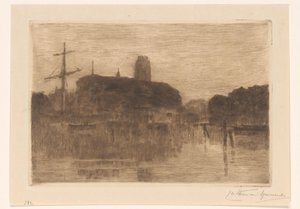 Widok na Nieuwe Haven w Dordrecht nocą? autorstwa Carel Nicolaas Storm van 