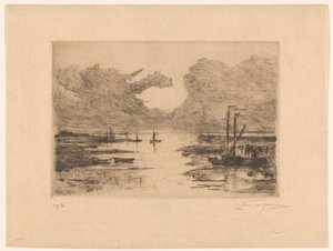 Port Bergen op Zoom podczas odpływu Bergen op Zoom (tytuł oryginalny) Szkicowanie w Holandii (oryginalny tytuł serii) autorstwa Carel Nicolaas Storm van 