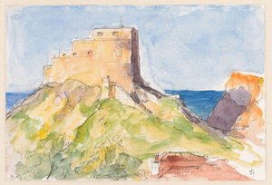 Ragusa, stary zamek widziany z okna hotelu Impérial 1902 (rano) autorstwa Carel Nicolaas Storm van 