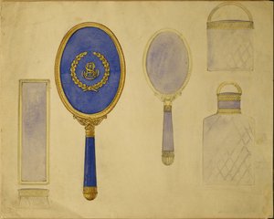 Wybór wzorów, House of Carl Faberge (ołówek, długopis i atrament oraz akwarela na karcie)