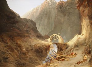 Budowa Diabelskiego Mostu autorstwa Carl Blechen