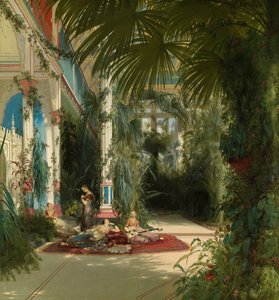 niemiecki: Das Innere des Palmenhauses auf der Pfaueninsel bei Potsdam Wnętrze Palmiarni na Pfaueninsel w pobliżu Poczdamu autorstwa Carl Blechen