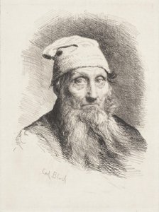 Stary człowiek w kapeluszu. Obraz biustu autorstwa Carl Bloch