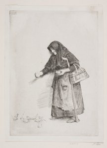 Żona z wróblami autorstwa Carl Bloch