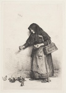 Żona z wróblami autorstwa Carl Bloch