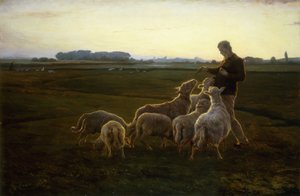 Pasterz i jego owca z gęsiami, 1896 autorstwa Carl Christian Ferdinand Wentorf