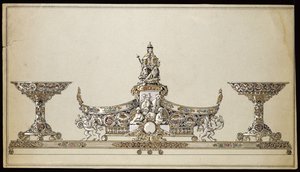 Rysunek srebrnego kosza w kształcie owalu, Dom Carla Faberge