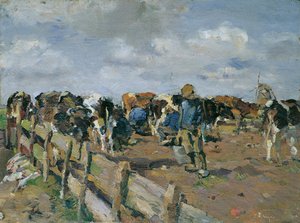 Dojenie krów autorstwa Carl Fahringer