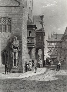 Ratusz, Halberstadt, ryt E. Joubert, druk Cassell & Company Ltd (grafika) autorstwa Carl Friedrich Heinrich Werner