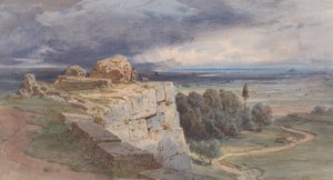 Widok Norby od północy, w kierunku San Felice Circeo, 1856. autorstwa Carl Friedrich Heinrich Werner