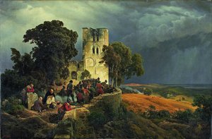 Obrona oblężnicza dziedzińca kościelnego podczas wojny trzydziestoletniej, 1848