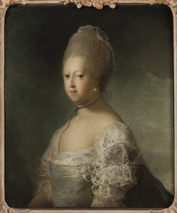 Caroline Matylda z Hanoweru, księżna Wielkiej Brytanii i królowa małżonka Danii i Norwegii - Portret Karoliny Matyldy z Wielkiej Brytanii (1751-1775), królowej Danii, autorstwa Pilo, Carl Gustaf (1711-1793). Olej na płótnie. Rozmiar: 76x63cm. Nationa