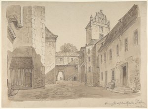 Widok na dziedziniec zamku w Döben autorstwa Carl Gustav Carus