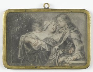 Młoda kobieta odwraca uwagę wojownika, podczas gdy jedno z jej dzieci okrada go autorstwa Carl Gustav Klingstedt (attributed to)