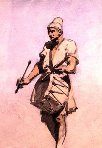 Bębniarz w orszaku małżeńskim, Kair (akwarela na papierze) autorstwa Carl Haag