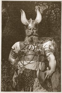 Wódz Wikingów, ilustracja z „Kościoła anglikańskiego: historia dla ludu” autorstwa H.D.M. Spence-Jones, wyd. ok. 1910 (zdjęcie w sepii) autorstwa Carl Haag