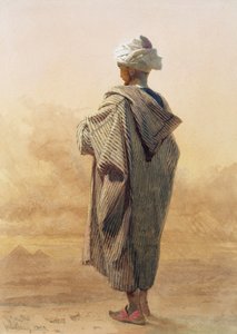 Kair, Arab o zmierzchu przed piramidami autorstwa Carl Haag