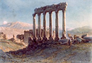 Баалбек дэх Нарны сүмийн үлдэгдэл (цаасан дээрх усан будаг)поли autorstwa Carl Haag