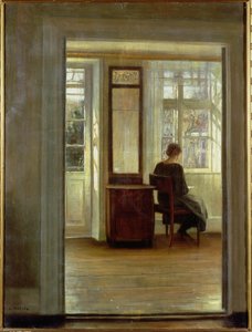 Dama we wnętrzu (olej na płótnie) autorstwa Carl Holsoe