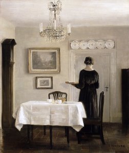 Wnętrze z damą niosącą tacę, ok. 1905 r. autorstwa Carl Holsoe