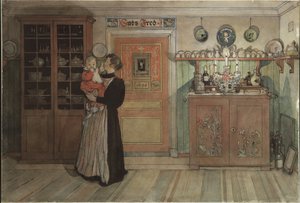Między Bożym Narodzeniem a Nowym Rokiem. Z cyklu „A Home” (26 akwareli) autorstwa Carl Larsson